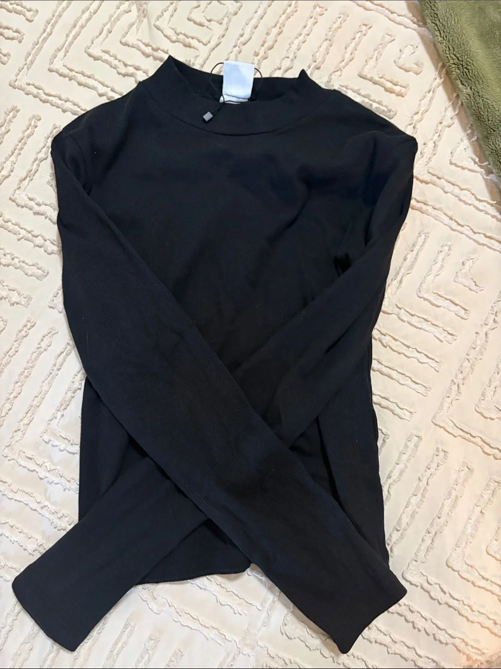 Zara Black Girls 13-14 Long-Sleeve Ribbed Top